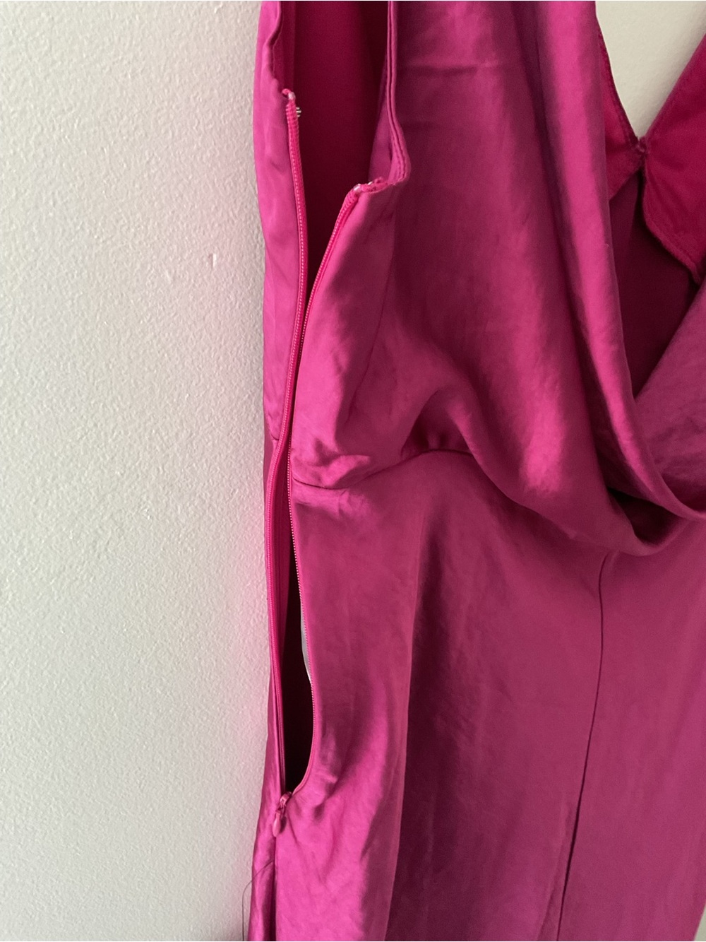Lulus Incredible Love Magenta Satin Cowl Back V-Neck Midi Slip Dress XL - Picture 9 of 14